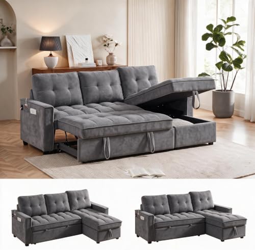 71" L Shaped Queen Pull Out Sofa Bed by Outdoorchairs