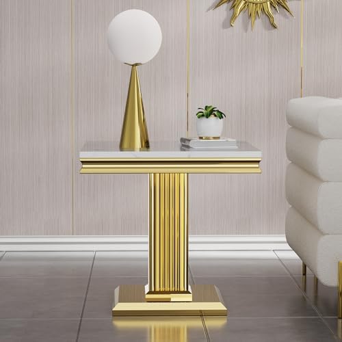 Henf 23in Square End Table Faux Marble End Table by Henf