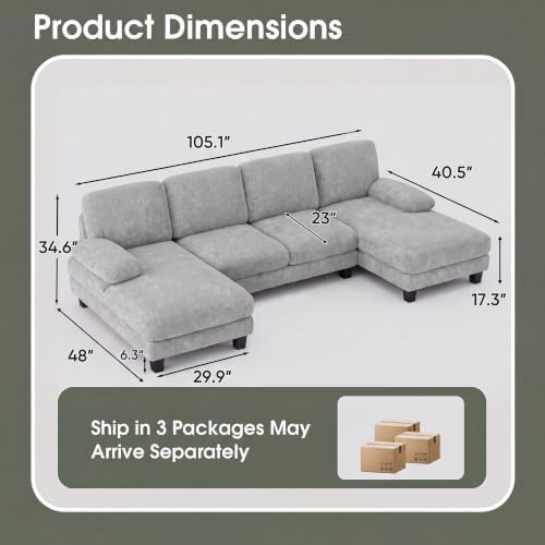 Furniwell U-Shaped Convertible Sectional Sofa Couch - Image 2