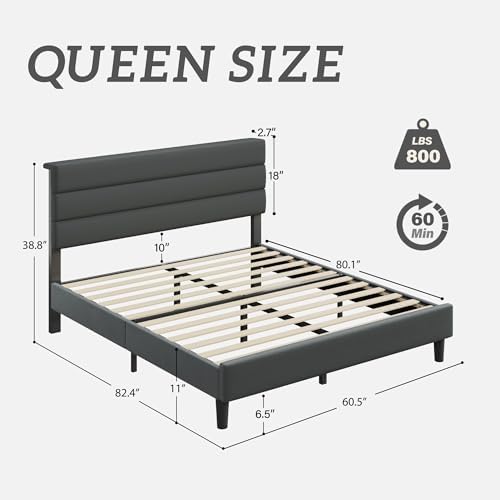 Fluest Queen Size Bed Frame, Platform Bed Frame - Image 2