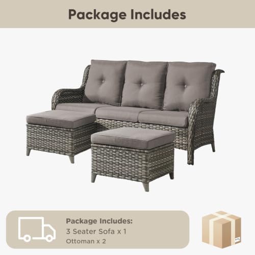 Belord 3-Piece PE Wicker Outdoor Sofa - Image 6