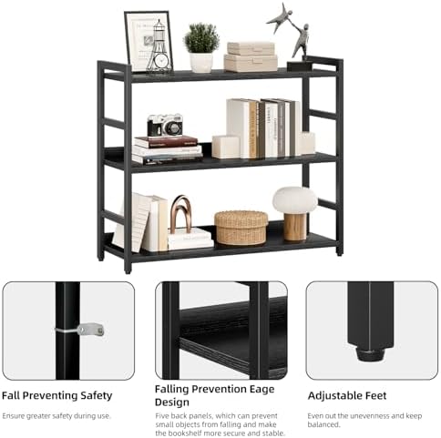 NUMENN Wide Bookshelf, 3 Tier Freestanding Shelving Unit - Image 6
