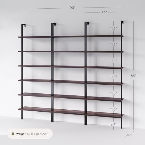 Nathan James Theo 6-Shelf Tall Bookcase, Wall Mount Bookshelf - Image 4