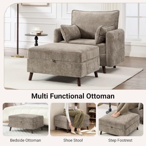 Oversized Accent Chair with Ottoman, All Seats Storage Reading Chair - Image 6