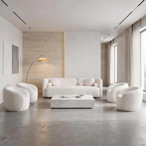 5-Piece Curved Couch Set, 4 Swivel Chairs by Alyncasa