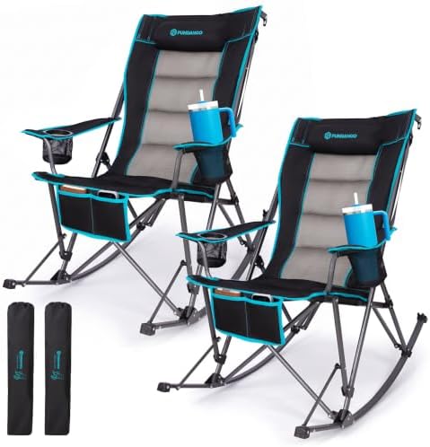 FUNDANGO Oversized Rocking Camping Chair 2 Pack Padded Folding Camp Chairs by FUNDANGO