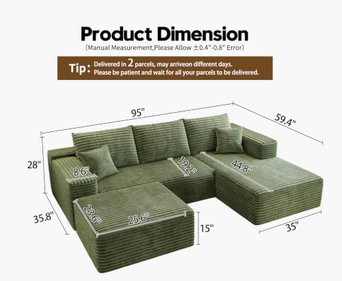 Settab 95" Boneless Couch Modular Sectional Sofa - Image 2