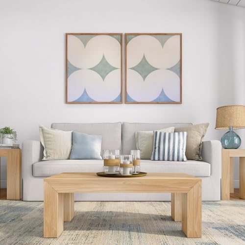 Plank+Beam Modern Coffee Table, 40 Inch, Rectangular, Blonde Wirebrush - Image 3