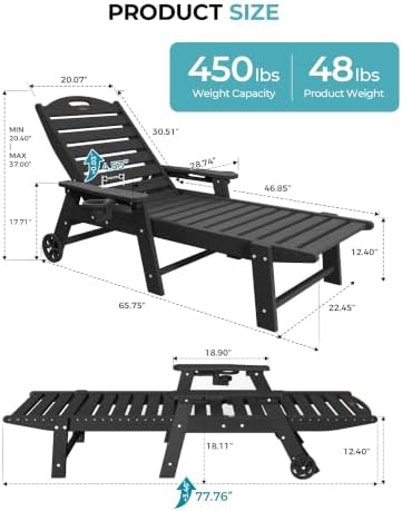 Ciokea Lounge Chair Outdoor Set of 6, Oversized Chaise Lounge Chair - Image 2