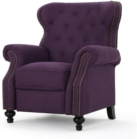 Christopher Knight Home Momo Wingback Recliner Chair, Upholstered Manual Push - Image 5