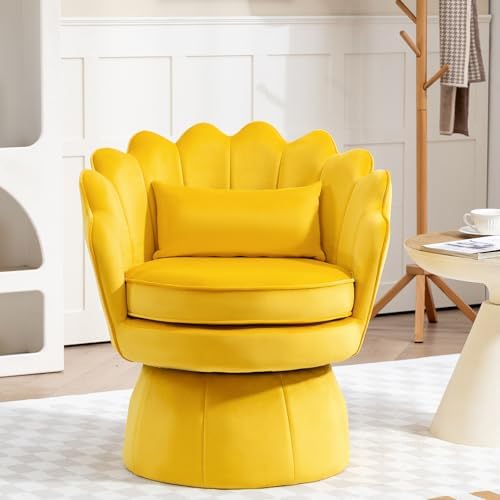 ZJhome 360° Swivel Accent Chair, Mid-Century Modern Velvet Barrel Chair by ZJhome