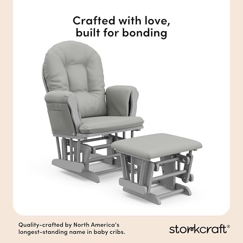 Storkcraft Premium Hoop Glider & Ottoman, Pebble Gray/Light Gray - Image 3
