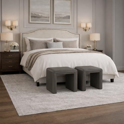 HomePop 19" Modern Channel Tufted Ottoman - Image 5