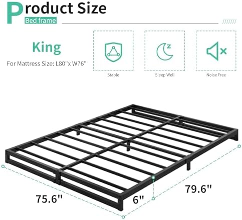 Lutown-Teen 6 Inch King Size Bed Frame - Image 2