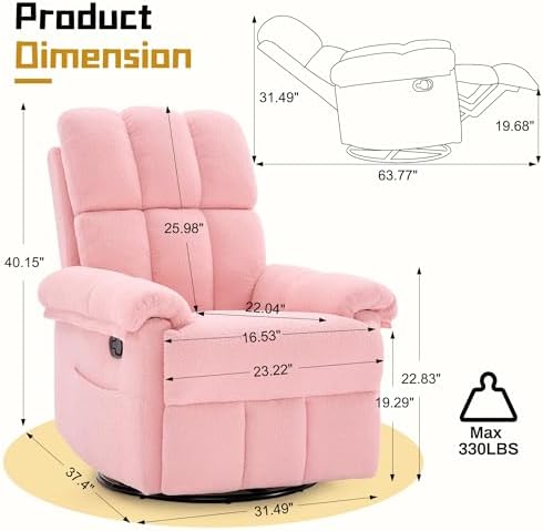 Korser Recliner Chair, Swivel Rocker Recliner Chair - Image 2