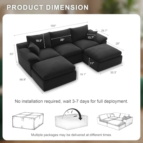 Cloud Sectional Couch, Boneless Couch Modular Sofa - Image 2