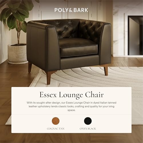 POLY & BARK Essex 40" Lounge Chairs Set of 2 – Onyx Black Semi-Aniline Italian - Image 4