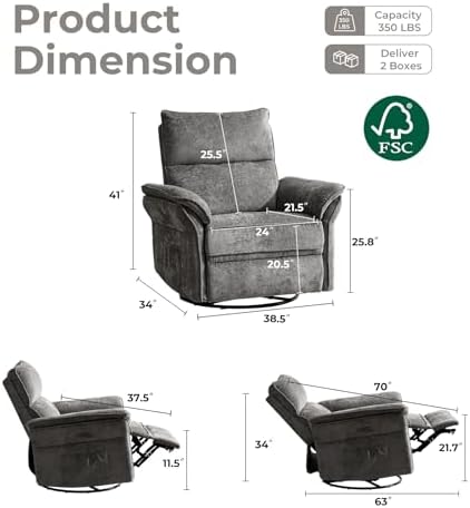 Oversized Power Recliner Chair Swivel Glider - Image 2