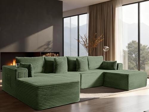 138" Cloud Sectional Couch, Comfort U Shaped Boneless Couch by VYUXWO