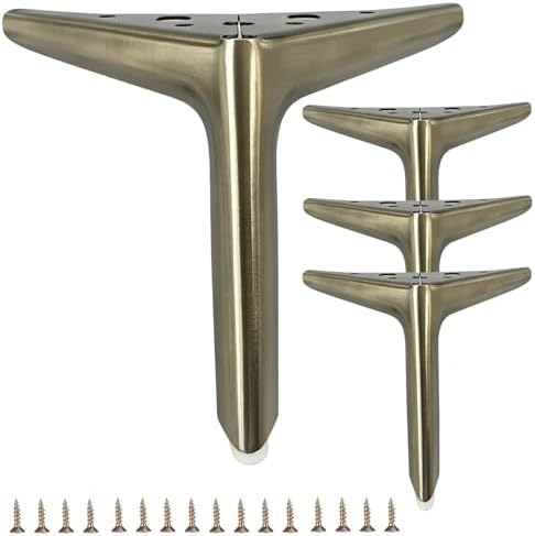 7 inch/18cm Brushed Bronze Color Metal Furniture Legs Set of 4 by Smaxcn