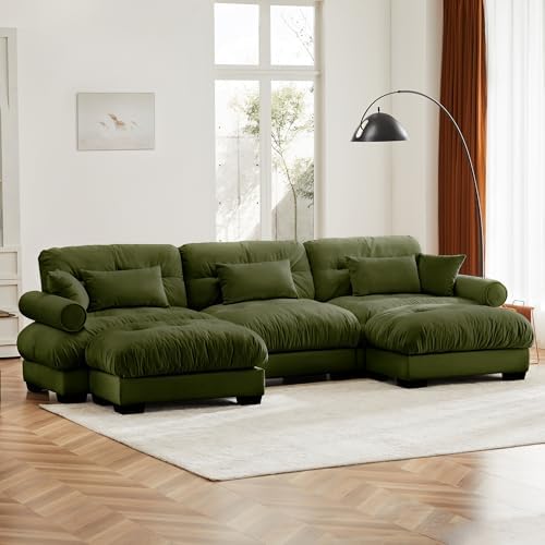 130" Modular Sectional Sofa, Velvet Upholstered Couches - Image 3