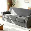 Luxury Velvet Sofa Covers for 3 Cushion Couch, Light Grey by HOMECOVER