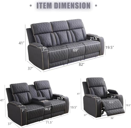 Leather Reclining Living Room Set, Leather Reclining Couch Set - Image 2