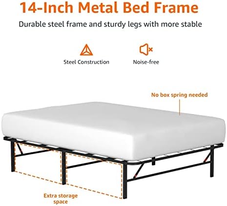 Amazon Basics Bed Frame with Ample Underbed Storage, Foldable Metal Platform - Image 5