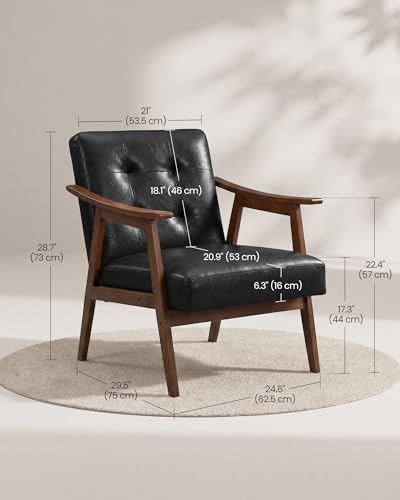 VASAGLE Accent Chair, PU Leather Armchair, Button Tufted, Thick Cushion - Image 2
