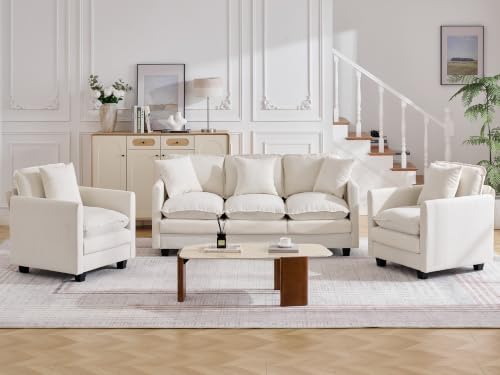 Cloud 3 Pieces Sofa Set, 1+1+3 Seater Couch, Modern Sofas Sets by HOCAT