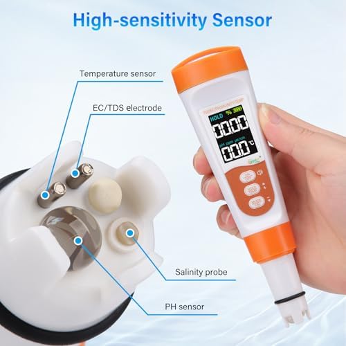 hygger Pool Salt Tester & PH Meter, 5-in-1 Digital Pool Water Tester, High - Image 2