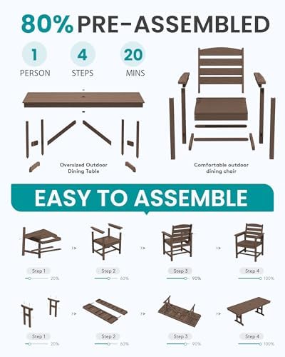 SERWALL Outdoor HDPE Dining Chairs Set of 4 - Image 5