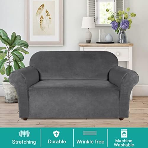 Turquoize Velvet Loveseat Covers Stretch Love Seat Couch Covers - Image 2