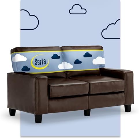Serta Palisades 61" Track Arm Sofa, Durable Bonded Leather, Soft Pillow Back by Serta