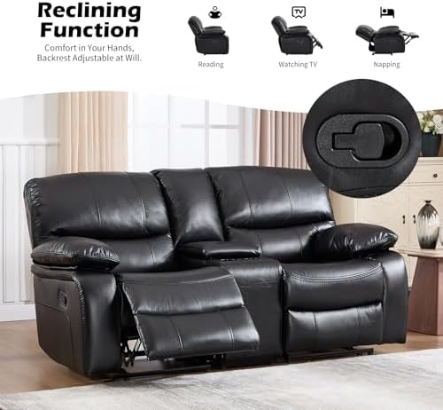 EBELLO Faux Leather Manual Reclining Sofa Set, 2-Seat Loveseat and 3-Seat Sofa - Image 6