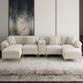 OUYESSIR 128" U-Shaped Shimmer Chenille Sectional Couch by OUYESSIR