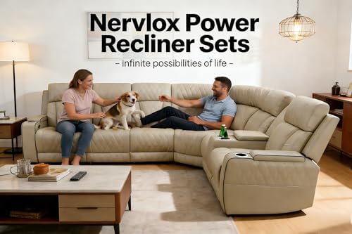 Power Recliner Sectional Sofa, Leather Sofa and 2 Chairs Reclining Sectional - Image 3