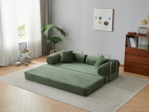 healthomse 78.7" Convertible Sofa Bed, Modular Fldable Corduroy Couch, - Image 5