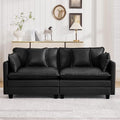 76'' Cloud Deep Seat Loveseat, Upholstered Leather Modular 2-Seats Sectional by WUTUTUEE