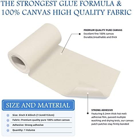 KING MOUNTAIN Canvas Iron on Patch, Waterproof 100% Cotton Fabric Repair Patch - Image 2
