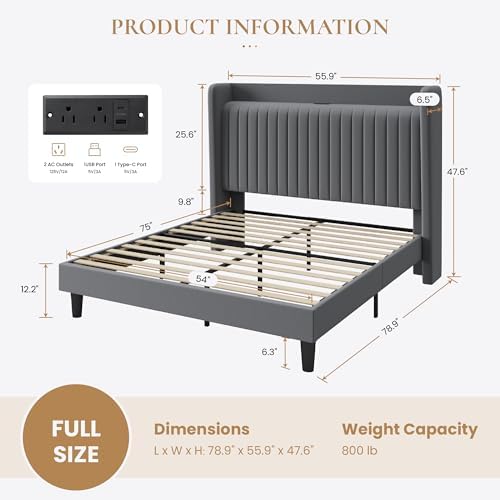 SHA CERLIN Full Size Velvet Bed Frame - Image 2