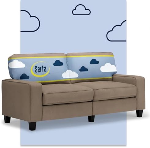 Serta Palisades 73" Track Arm Sofa, Easy Care Polyester, Soft Pillow Back by Serta