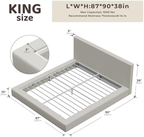 RECCI AirFrame King Size Upholstered Bed Frame - Image 2
