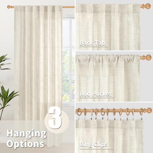 YoungsTex 78 Inch Length Linen Semi Sheer Curtains - Image 6