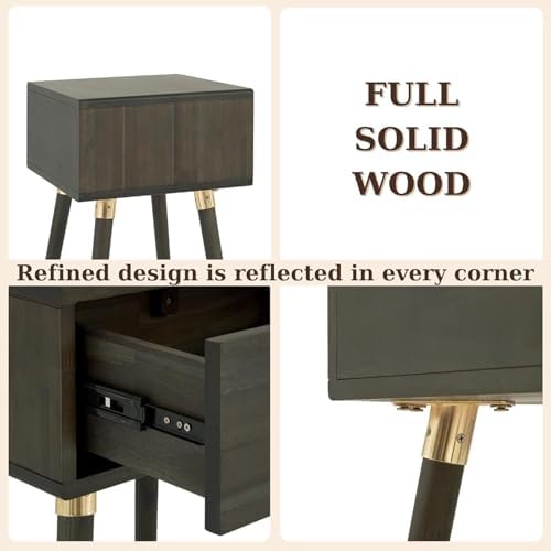 Bme Caden Solid Wood Nightstand/Side Table/End Table, Fully Assembled, - Image 6