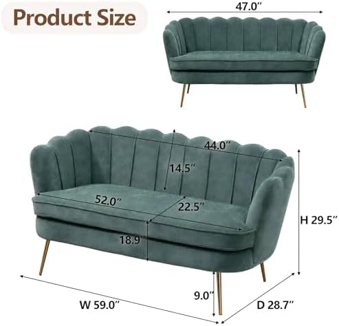 anwickjeff 59" Wide Modern Boucle Loveseat Small Sofa Small Mini Room Couch - Image 2