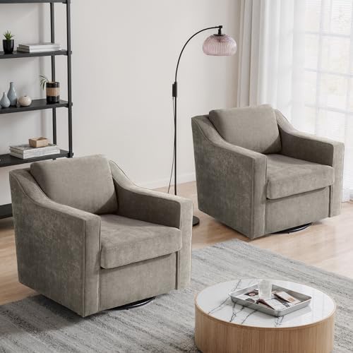 Swivel Accent Chairs Set of 2, Chenille Armchair - Image 3