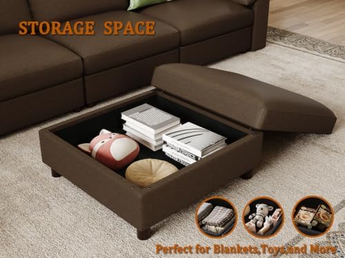 EASE MOOSE Faux Leather Sectional Couch, Deep Seat Modern Sofa, Deep Brown - Image 6