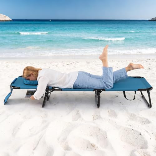 GYMAX Tanning Chair, 330lbs Beach Lounge Chair - Image 2