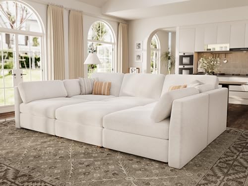 Oversized Modular Sectional Sleeper Sofa Bed Cloud Couches White - Image 3